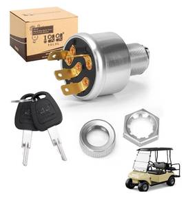 lot 2876 image: 10L0L Golf Cart Ignition Switch for EZGO TXT, Workhorse, ST, Shuttle, Medalist & Marathon 1981-up, 4-Terminal Starter Switch Key, Replace OEM 33639-G01