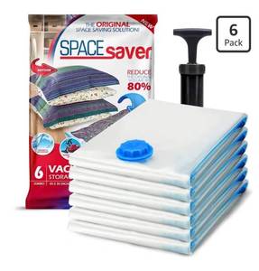 lot 2884 image: 6 XX Large Vacuum Storage Bags, Space Saver Sealer Compression Bags for Blankets, Comforters, Pillows, Clothes Storage