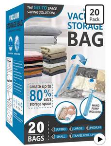 lot 2890 image: Cozy Essential Vacuum Storage Bags, 80% Compression Vacuum Seal Space Saver Plastic Packaging Bags for Clothes, Blankets, Pillow, Bedding, Comforters, Sealer Clothing Storage,20 Combo