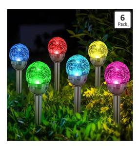 lot 2897 image: SOLPEX Solar Garden Lights Outdoor, 6 Pack Multi-Color Changing&White 2 Modes Solar Powered Glass Ball Garden Lights, Waterproof for Patio Decoration