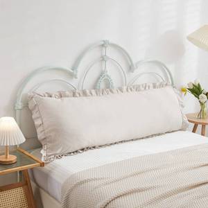 lot 2913 image: Beige Grey Body Pillow Cover 20x54inches Long Pillowcase Ruffled Pillowcases Shabby Chic Ruffled Fringe Decor Cute Body Ruffled Pillow Sham