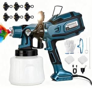 lot 2919 image: Paint Sprayer, 1000W Electric Paint Sprayer with LED 6 Copper Nozzles 3 Patterns 47oz (1400ml) Large Capacity Easy to Clean, Spray Paint Gun for House Furniture Walls Fence Cabinets Car DIY
