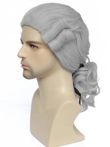 lot 2939 image: Mens 18th Century Colonial Judge Wig, Noble Aristocrat Court Wig, Historical Barrister Gentleman Cosplay Wig for Halloween and Christmas Theme Party (Dark Gray)