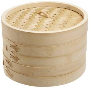 lot 2949 image: JapanBargain 2221, Bamboo Steamer Basket 6 inch Chinese Food Rice Vegetable Dim Sum Buns Chicken Meat Seafood Dumpling Steamer, 6-inch