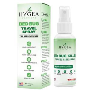 lot 2967 image: Hygea Natural Lice, Mite, and Bed Bug Killer Travel Spray - TSA Approved Size Child &amp Pet Friendly Immediate Results Stain &amp Odor Free, for Hotels, Suitcase, Backpack, Shoes, Bed Bug Spray(3oz)