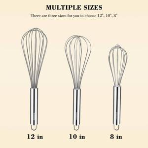 lot 2976 image: NileHome Stainless Steel Whisk Set 8 12 Kitchen Whisk Balloon Whisk Kitchen Wisk Wire Whisks for Cooking, Whisking, Blending, Beating, Stirring-2 Pack