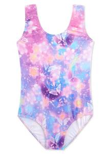 lot 2986 image: XiaoMoSha Gymnastics Leotards for Girls Sleeveless Color Gradient Sparkly Ballet Dance One Piece Outfit,PinkButterfly,140(7-8Y)