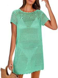 lot 4001 image: ANRABESS Swimsuit Cover Up for Women 2026 Crochet Bathing Suit Swimwear Mesh Knit Beach Dress Summer Vacation Clothes Small Mint