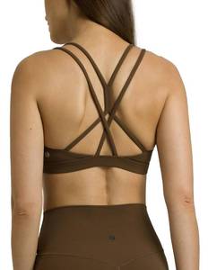 lot 4003 image: Colorfulkoala Womens Dreamlux Strappy Sports Bra Crisscross Back Yoga Tops with Molded Foam Cups(S, Cocoa) small