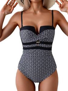 lot 4030 image: Eomenie Womens Push Up Wrap Front Swimsuit One Piece Tummy Control Bathing Suits Bandeau Support Slimming Swimwear