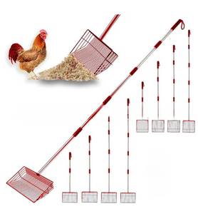 lot 3017 image: Flying Ideas Chicken Poop Scooper for Sand - Coop Scoop with 24-68 Adjustable Stainless Handle, 4-in-1 Sifter Shovel for Poultry Waste Cleaning Accessories (Black)