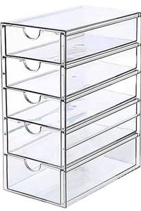 lot 3018 image: Storage Drawers Clear Storage Bin with Drawers Makeup Organizer