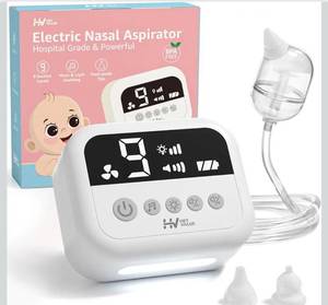 lot 3026 image: HEYVALUE Nasal Aspirator for Baby, Hospital Grade Nose Sucker with 9 Levels Suction, Night Light and Nursery Rhyme Soothing Function, Electric Nose Suction for Baby with Food-Grade Silicone Tips