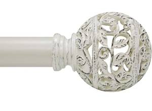 lot 3037 image: Curtain Rods For Windows 66 to 120 Inches, 1 Inch Heavy-Duty Adjustable Decorative Curtain Rods with Branches Leaves Hollow Finials For Bedrooms and Living Rooms In Farmhouses. Weather White