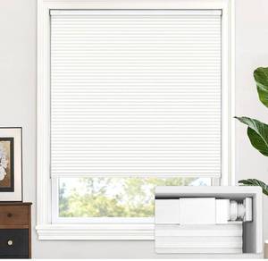 lot 3047 image: LazBlinds No Tools No Drill Cordless Cellular Shades, Light Filtering Honeycomb Shades for Home, Thermal Insulation Blinds for Windows, 31 W x 48 H, White