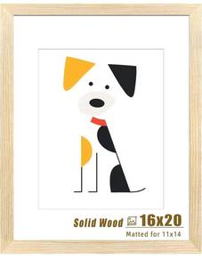 lot 3064 image: 16x20 Picture Frame, Natural Solid Wooden Poster Frames for Wall