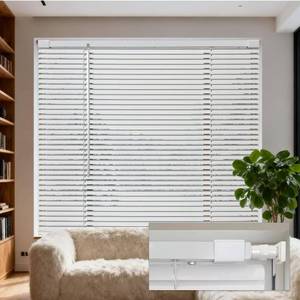 lot 3069 image: No Tools No Drill 1 Cordless Mini Blinds, Horizontal Light Filtering Blind, Vinyl Blinds for Indoor Windows 21 W x 72 H, White.