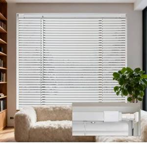 lot 3072 image: No Tools No Drill 1 Cordless Mini Blinds, Horizontal Light Filtering Blind, Vinyl Blinds for Indoor Windows 21 W x 72 H, White.