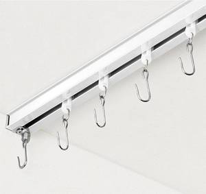 lot 3074 image: FELIDESIGN Curtain Track, Ceiling Curtain Track for Room Divider, Ceiling Mount Rail Set with Roller Hooks, White, 12ft - 18ft