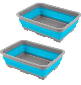 lot 3078 image: Collapsible Bucket for Cleaning 2-Pack - 7.27L Foldable Wash Bin Dish Tubs - Collapsible Wash Basin or Camping Sink Set for Beach, Tailgating or Soaking Laundry - Cleaning Supplies by Wakeman (Blue)