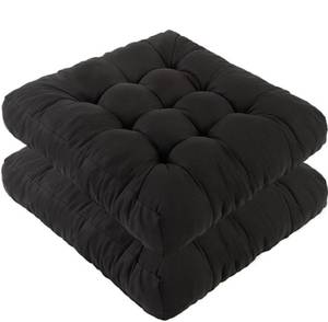 lot 3081 image: Meditation Floor Cushions Set of 2, Thickened Floor Pillow for Adults, Large Square Pillows Seat Cushion for Tatami Living Room Yoga, Memory Sponge Block Added, 22x22 Inch, Black