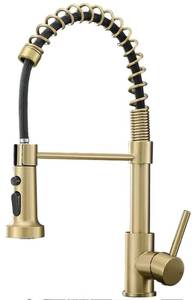 lot 3083 image: Brushed Gold Kitchen Faucet, AIMADI Kitchen Faucets with Pull Down Sprayer Single Handle One Hole Faucet for Farmhouse Gold Faucet for Kitchen Sink