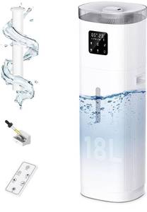 lot 3087 image: Humidifier Large Room, 2000 sq.ft Quiet Whole House Humidifier, 4.8Gal18L Large Water Tank, 30%-95% Custom Humidity, Top Fill, 800mlh Cool Mist, Extension Tube, Remote Control, Aroma Box