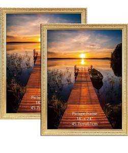 lot 3090 image: Edenseelake 18x24 Picture Frames Set of 2, Vintage Gold 18 x 24 Poster Frame for Wall Hanging Vertical and Horizontal