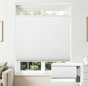 lot 3091 image: Joydeco No Tools No Drill Blinds for Indoor Windows, Cordless Window Blinds Cellular Shades Top Down Bottom Up Blackout Honeycomb Blinds Thermal Insulated Noise Reduction (White, 41 W x 64 H)