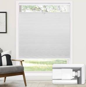 lot 3092 image: LazBlinds No Tools No Drill Cordless Cellular Shades, Top Down Bottom Up (TDBU) Honeycomb Shades for Home, Blackout Light Blocking Thermal Insulation Blinds for Windows, 27 W x 64 H, White