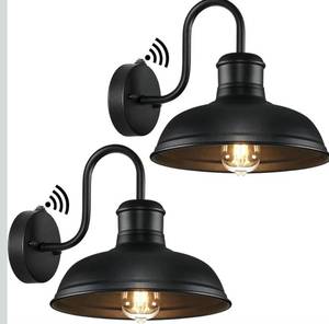 lot 3096 image: 2-Pack Dusk to Dawn Outdoor Wall Sconces, Exterior Farmhouse Gooseneck Barn Light, Vintage Matte Black Outside Wall Mount Light Fixture, Anti-Rust Waterproof Outdoor Light for House Porch Garage