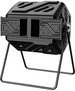 lot 104 image: Werph 43 Gallon Compost Bin with Gloves, Fast Assembly & Easy Setup Outdoor Compost Tumbler, Updated Dual Chamber Tumbling Composter for Garden, Kitchen, and Yard Waste, Black