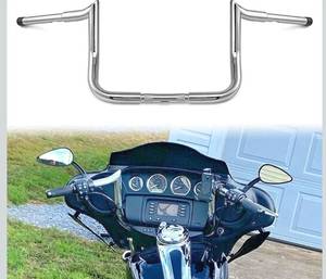 lot 3114 image: Mofun Chrome 12 Rise Handlebar 1-14 Bagger Handlebar Ape Hanger Compatible with Harley Touring Street Glide Electra Glide Models 1986-2023 with Batwing Fairing, Ultra Limited 2024
