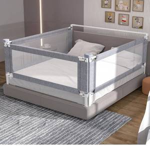 lot 3119 image: yulongtengfei 3-Piece King Size Bed Rail for Toddlers - Adjustable Baby Bed Rail Guard, Kids Safety Bed Rail for King Size Bed (78.7x78.7x74.8-Grey)