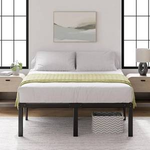 lot 3132 image: ZINUS Yelena 18 Inch Queen Metal Platform Bed Frame, Steel Slat Support, No Box Spring Needed, Eco Friendly WonderBox(TM) Packaging, Easy Assembly, Black