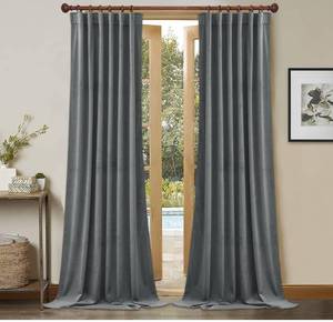 lot 3135 image: StangH Grey Curtains Velvet Drapes - Blackout Curtains for Bedroom Luxury Home Decoration Privacy Protect Vertical Panels for Living Room, Light Grey, W52 x L108, 2 Panels