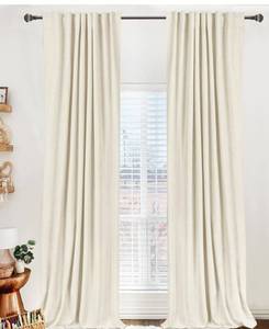 lot 3154 image: 100% Blackout Shield Blackout Curtains for Bedroom 84 Inches Long, Back TabRod Pocket Living Room Drapes, Thermal Insulated Blackout Curtains 2 Panels Set, 50 W x 84 L, Cream