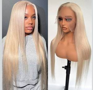 lot 3158 image: Ubetta White Blonde Lace Front Bob Wig Human Hair, Platinum Blonde 13x6 Lace Front Wigs Human Hair Pre Plucked White Blond Bob Wigs for Women 12 Inch 180% Density Bleachd Knots Swiss HD Lace Retail$94