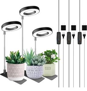 lot 3163 image: Aokrean Plant Grow Light, 48 LEDs Full Spectrum Grow Lights for Indoor Plants, Height Adjustable Small Halo Grow Light with Base, 3 Optional Spectrums, Auto Timer 3912Hrs, 10 Brightness, 3 Pack