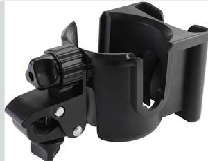 lot 3173 image: Universal Stroller Cup Holder with Phone Holder, 360° Rotatable Strong Clip, Big Storage Space for Walker, Wheelchair, Stroller, Bike