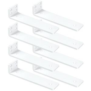 lot 3200 image: White Floating Shelf Brackets 6 inch, Heavy Duty Wall Shelf Bracket 8 Pack for Shelves Support, Hidden Metal L Brackets with Mounting Hardware (15 Thick)
