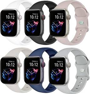 lot 3201 image: 6 Pack Sport Bands Compatible with Apple Watch Band 4445464942mm(Series 3 2 1),Silicone Waterproof Strap Compatible with iWatch Apple Watch Series 10 9 Ultra 8 7 6 5 4 3 2 1 SE Women Men