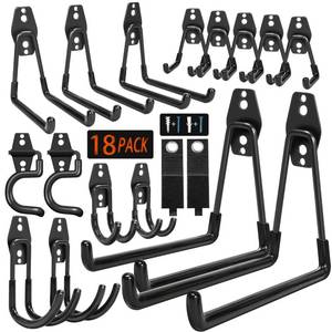 lot 3202 image: Kodreat 18 Pack Garage Hooks Heavy Duty - Anti-Slip Coating Garage Storage Hooks for Hanging Bike Ladder Garden Tools Hose