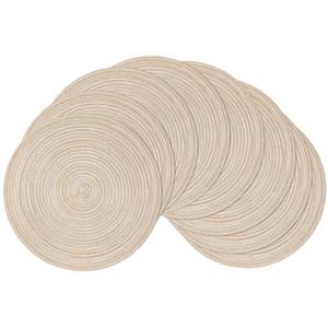 lot 3207 image: SHACOS Round Braided Placemats Set of 8 Cotton Fabric Round Table Mats Non Slip Washable 15 inch Round Place Mats (Beige, 8)