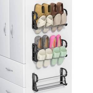 lot 3208 image: DEYILIAN Wall Shoe Rack for RV Shoe Storage, 3 Pack Wall Mounted Shoe Rack with Sticky Hanging Mounts for Camper Small Space Shoe Holder for Door Shoes Organization Shelf No Drilling