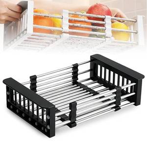 lot 3211 image: Extend Kitchen Sink Drain Basket, Adjustable & Expandable Stainless Steel Dish Drainers for Kitchen Counter, Portable & Telescopic Space-Saving Solution for Fruit Vegetable
