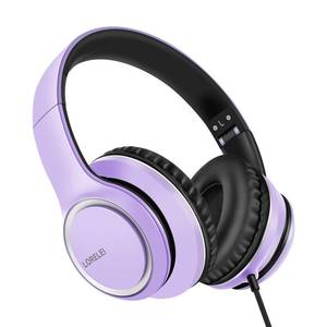 lot 3221 image: LORELEI X8 Over-Ear Wired Headphones with Microphone with 1.45m-Tangle-Free Nylon Line&3.5mm Plug,Lightweight Foldable & Portable Headphones for Smartphone,Tablet,Computer,Mp34(Dark Purple)
