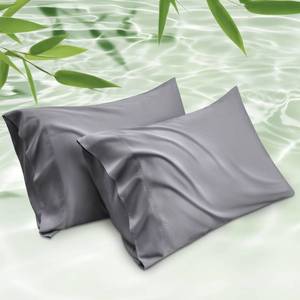 lot 3231 image: Bedsure Pillow Cases Queen, Cooling Pillow Cases, Rayon Derived from Bamboo Dark Grey Pillowcases Queen Size Set of 2, PureWoven & Soft Bedding Pillow Cover with Envelope Closure,Gifts, 20x30 Inches