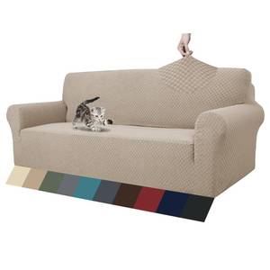 lot 3242 image: ZNSAYOTX 1 Piece Jacquard Couch Covers for 3 Cushion Couch Living Room High Stretch Sofa Cover Pets Dogs Friendly Anti Slip Thickened Slipcovers Furniture Protector (Sofa, Khaki)