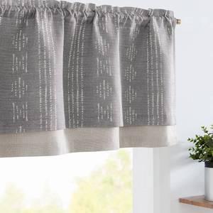 lot 3249 image: jinchan Geometric Striped Boho Valance Curtains Blackout Double Layer Valance for Windows 18 Inch Farmhouse Window Treatment for Kitchen Living Room Bedroom Rod Pocket 1 Panel Taupe Grey